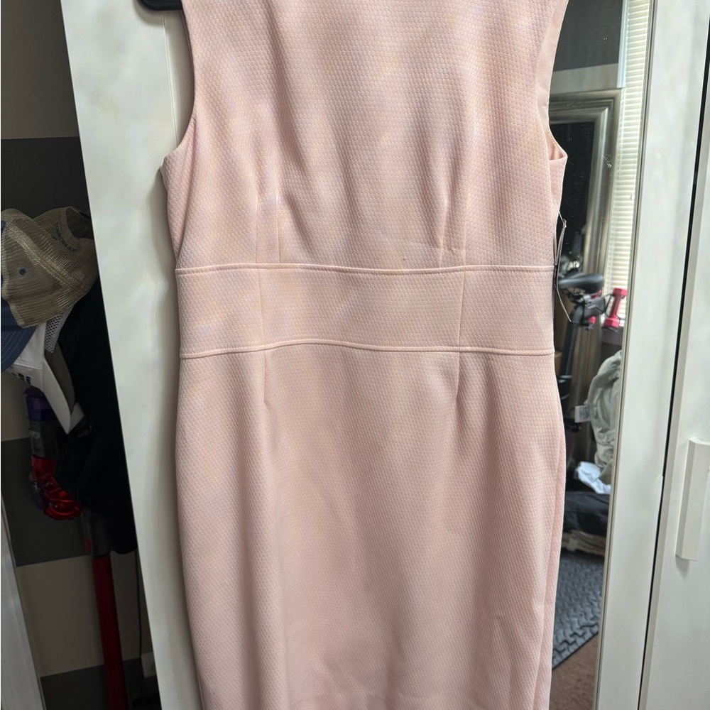 Tahari Pink Sleeveless Sheath Midi Dress